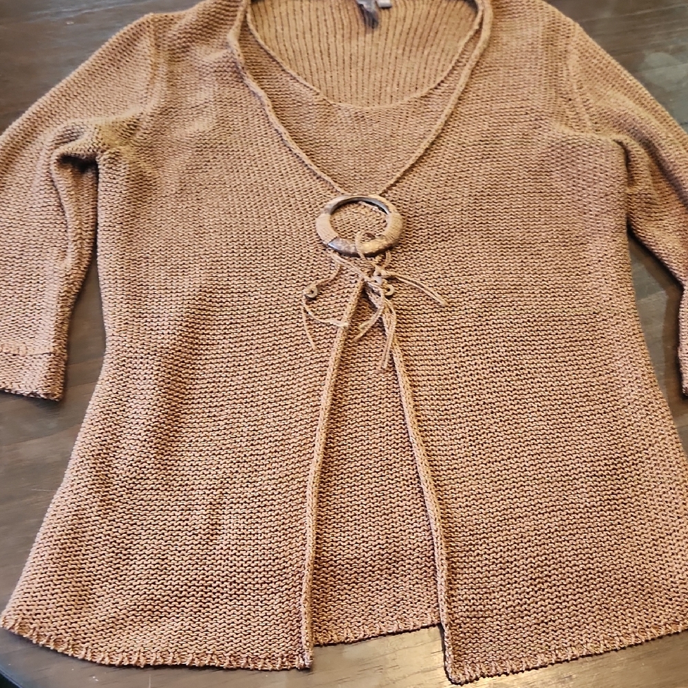 Jana Tan Sweater with Ring Detail Sz Med